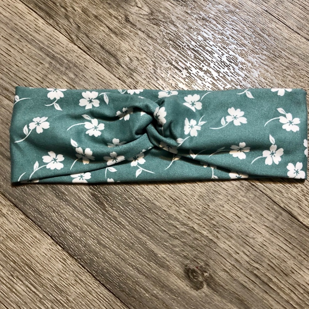 Mint Floral Wide Twisted Headband Handmade NEW